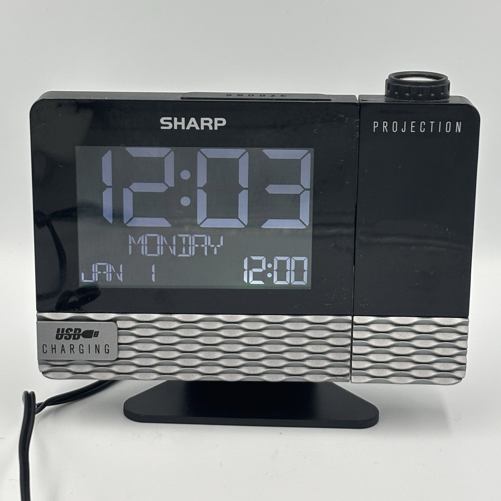 SHARP SPC543 Alarm Time Display Time Projection w 2Amp USB Charger Port Calendar